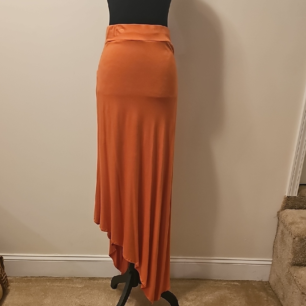 Kenneth Cole New York Orange Asymmetrical Maxi Skirt